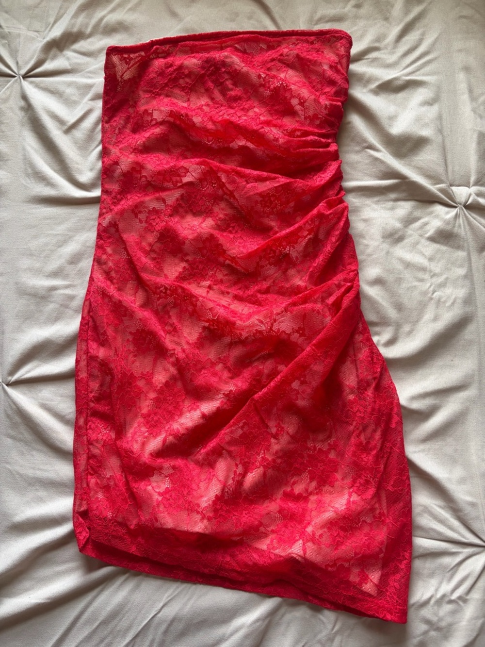 Forever 21 Strapless Red Lace Dress